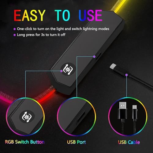 RGB Gaming Mouse Pad, Large Mousepad with Led Light, Gaming Accessories Keyboard Pad for Desk, Non-Slip Rubber Base Big Mouse Mat for Gamer, 31.5 X 11.8 Inch, Moon Starry Sky - Image 3