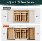 Silverware Organizer Large, Magnetic Connected Expandable 13 Slots Silverware Drawer Organizer From 21 to 37.4 Inches, Adjustable Flatware and Cutlery Holder, Bamboo Utensil Tray for Kitchen Acacia - Image 4