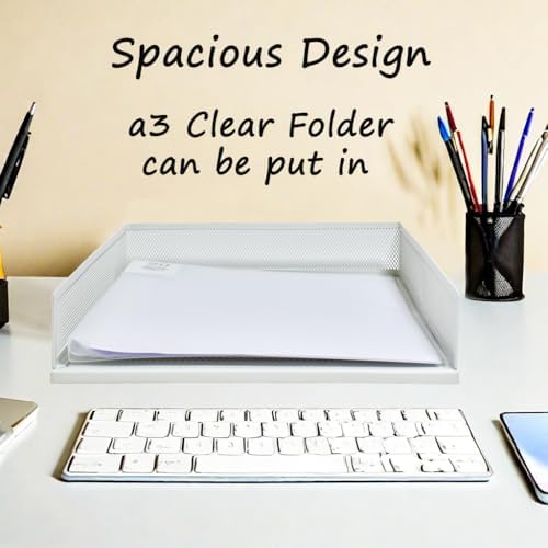 A3 Metal Letter Tray, 2pcs/4pcs/6pcs, Stackable Paper Tray, Metal Mesh Desktop Organizer, File Document Storage Rack for Home, Office, School, Black/White, Horizontal/Vertical (6, Vertical,Black) - Image 4