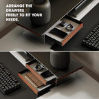 Fenge 42.5-Inch Monitor Stand with 2 Flexible Drawers, Black - Image 5