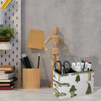 PU Leather Multi-Compartment Pen Holder Desktop Organizer Pencil Cup Storage Caddy for Office Home Supplies Hand Drawn Trees Pine Olive Olive Cypress Forest Growth Outdoor Ecology - Image 6