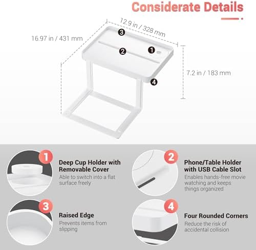 KIWIFOTOS Raised Bedside Shelf for Bed Tray Table Under Mattress - Image 3