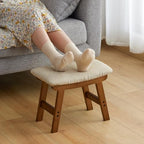 Foot Stool Ottoman Foot Rest Under Desk,Small Stool for Living Room, Bedroom and Kitchen (Brown Legs - Beige Stool Surface) by Furshus