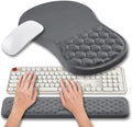 Hokafenle 2 in 1 Ergonomic Mouse Pad Wrist Support & Wrist Rest for Computer Keyboard Set, with Relieve Carpal Tunnel Pain Massage Bulge and Full Memory Gel Design (2In1 Set, Dark Gray) by Hokafenle