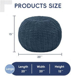 Hobestluk Stuffed Pouf Ottoman Footrest,Round Footstool,Large,Blue Grey - Image 2
