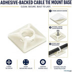 Kable Kontrol Zip Tie Mounts, 3/4” Natural White, 13000 Pcs Adhesive Backed - Image 2