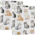 Cats White Cute Decorative 3 Ring Binder 1.5 Inch Large View Binders with Pockets Holds 200 Sheets File Organizer for Office College School, 1 Pack by Vozoza