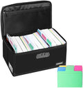 JUNDUN Index Card Holder with 48 Pieces 4x6 Inch Index Cards Dividers,Collapsible Fireproof Index Card Box with Lock fits 1200 4x6-Inch Flash Cards - Business, or Note Card Storage Boxes - Black by JUNDUN