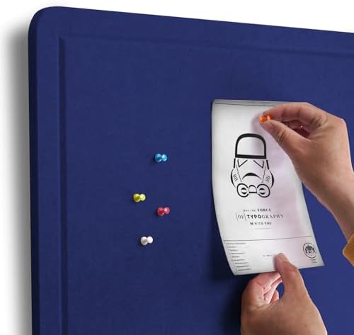 Large Bulletin Board 60" x 36" Felt Cork Board - Decor Pin Board, Dark Blue - Image 4