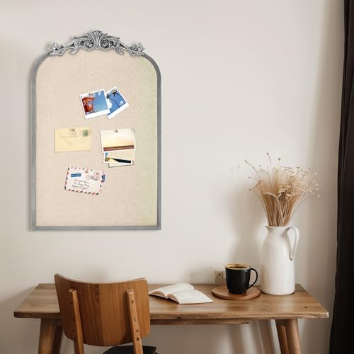 Wonderjune Linen Display Pinboard, Arch, 19" X 31", Silver - Image 4