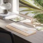 MPTOG Bluetooth Computer Wireless Keyboard with Wrist Rest (Khaki White) - Image 5