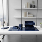 Dacasso Navy Blue Bonded Leather 9-Piece Desk Set (D5009) - Image 3
