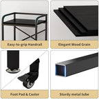 2 Tier Large Printer Stand, 20 x 20 Inches Printer Table with Storage Shelf, Rolling Printer Cart with Wheels for Home Office, Scanner Fax (Black) - Image 6