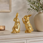 Vintage Gold Rabbit Bookends Set of 2, Resin Bunny Book Ends for Home Decor - Image 6