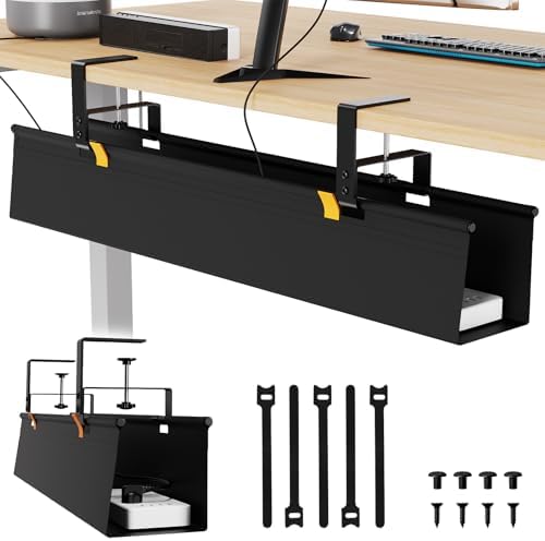 No Drill Under Desk Cable Management Tray (Black) by Unknown