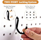 24PCS Pegboard Accessories Organizer Kit, Dual-Lock Pegboard Hooks with Locking Pins, 2 Wire Storage Baskets, Paper Towel Holder, 6-Hook Rack, Heavy Duty Steel Pegboard Storage Organizer, Black - Image 7
