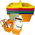 6 Pack Classroom Caddy with Handle, Plastic Storage Caddy Organizer with 3 Compartments, Desk Caddies Portable Storage Bin for Pencil, Crayon, Marker, Home, Office, Classroom Supply, Rainbow Colors by Unknown