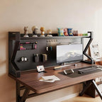 2/3 Tier Desk Shelf with Pegboard & Storage Accessories, Metal Desk Storage Organizer Shelf Space-Saving, DIY Table Countertop Shelves for Dorm, Office(Black+Black,65 * 115cm/25.6 * 45.3in) by Unknown