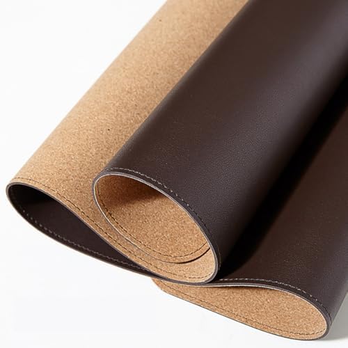 Dual-Sided Leather & Cork Desk Mat, Large Waterproof Stain-Resistant Mouse Pad, Multi-Use Desk Pad for Computer & Office Home(Brown,80x40cm) - Image 2