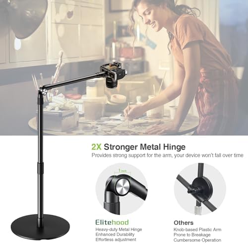 elitehood Overhead Phone Mount with Ring Light, Overhead Tripod for iPhone - Image 3
