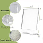 8.5x11 Acrylic Sign Stand Holders, Clear Plastic Table Paper Display Stands - Image 3