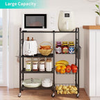 HapiRm Rolling Kitchen Microwave Cart - 4 Tier Microwave Table Stand with Pull-Out Baskets, Coffee Bar Baker's Rack with Wheels Rolling Storage Cart Organizer Shelf for Living Room Office, Balcony - Image 2