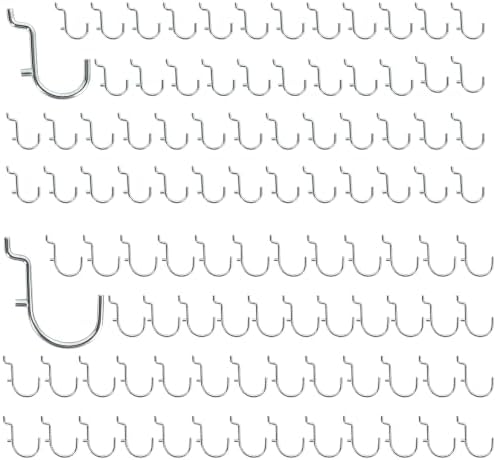 100PCS Dual Locking Pegboard Hooks Set, 50pcs 1" & 50pcs 1.5" Heavy Duty Galvanized Iron Pegboard Hooks, Fits 1/8” & 1/4” Pegboards for Garage Tool Storage Workshop Organization by LianRippleLian