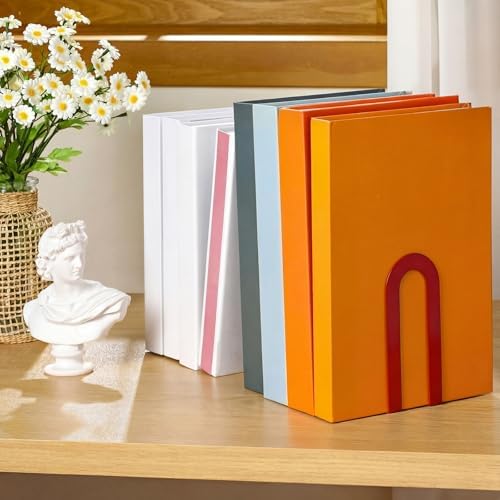 Chunful 6 Pcs Red Metal BookEnds Shelves, 7.5 x 5.75 x 3.5 in - Image 5