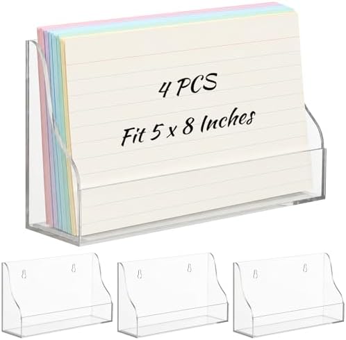 OMISTAR 4 PCS Index Card Holder, 5x8 Inch Clear Acrylic Desk & Wall Mount Postcard Holder with Adhesive Suction Base, Mail Holder Box for Index Organizer Desk Table Home Office (4PCS-B) - Image 6