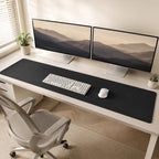 Leather Desk Mat 63" x 17", Black Large Desk Pad Protector by cebowa