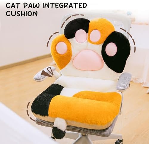 Cat Paw Seat Cushion with Backrest - Ergonomic Office Chair Pad for Long Sitting | Memory Foam Support Pillow, Dormitory Desk Chair Cushion & Funny Air Pad for Gaming/Study - Image 2