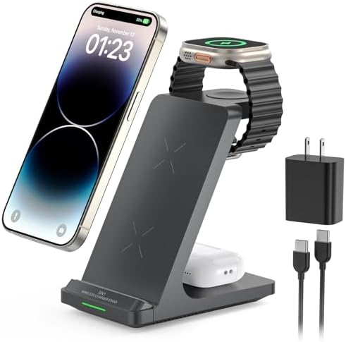 3 in 1 Fast Wireless Charging Station for Multiple Apple Devices by AUKUSE