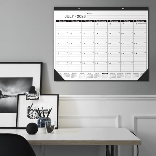 Desk Calendar 2026-2027,July 2026 to December 2027,Desk calendar 2026-2027 Large 22x17, Classroom Calendar 2027 with PVC Cover,Round Holes& NOTES List (Black),18 Months Calender 2027 - Image 5