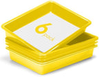 ShineMe 6 Pack Paper Trays for Classroom, Yellow Plastic Book Bins with Colorful Labels, Stackable Letter Size Storage Tray, Desk Organizer Tray for Home, School and Office by ShineMe