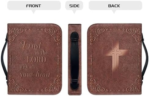 Elegant Cross & Scripture Bible Cover Case for Men Women Fashion PU Leather Bible Book Case Lightweight Portable Brief Case Stationary Supplies Storage - Image 4