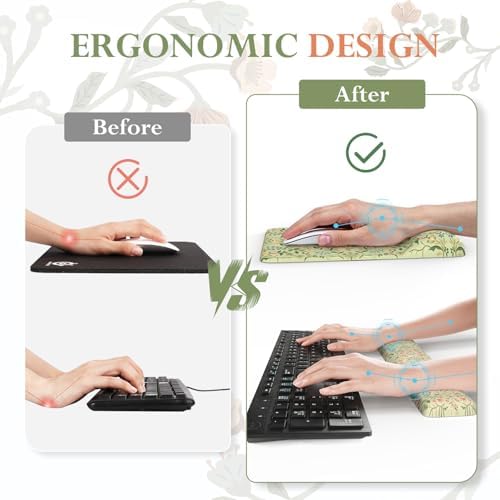 iCasso Mouse Pad with Wrist Rest, Large Desk Mat Set, Bean Green - Image 3