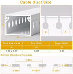 1.2"H x 1.6"W Cable Raceway, 12ft Under Desk Wire Management Channel, White - Image 2