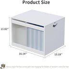 Bamboo Hanging File Organizer, Desktop File Box with Lids, 2 Pack, White - Image 2