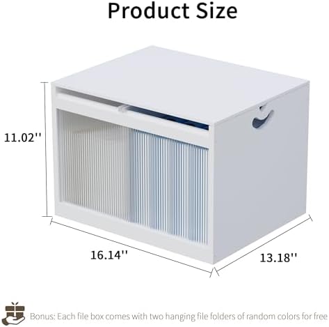 Bamboo Hanging File Organizer, Desktop File Box with Lids, 2 Pack, White - Image 2