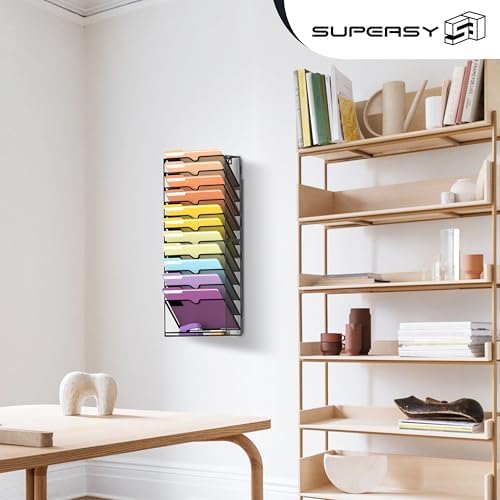 SUPEASY 12-Tier Wall File Organizer, Mesh Hanging Wall Mount File Holder - Image 7