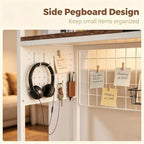 Desk Shelf Organizer with Pegboard & Hooks, Desk Hutch for Computer Monitor, Multi-Tier Wood Desktop Bookshelf Display Rack for Home Office Dorm Room (Simple White, 38.6‘’) - Image 3