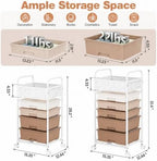 4 Drawer Rolling Storage Cart with Pegboard Top and Hooks, Brown - Image 2