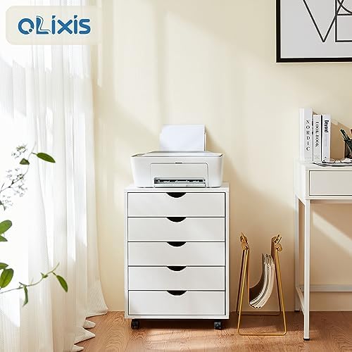 OLIXIS 5 Drawer File Cabinet on Wheels, Printer Stand - Image 2