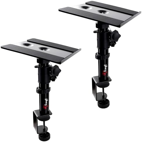 Tlingt Clamp-on Desktop Speaker Stand Pair, Height & Tilt Adjusts by Tlingt+Support