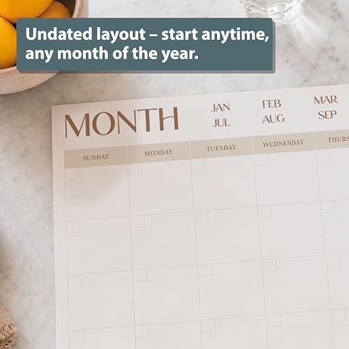 ETERNA GOODS Undated Flat Desk 12-Month Calendar, Modern Aesthetic Large 22" x 17" Desk Pad Calendar, Undated So You Can Start Anytime, Upgrade Your Desktop With a Modern Full Month View Calendar - Image 2