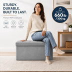 ALASDO 30 Inch Folding Storage Ottoman Bench with Hidden Storage, Velvet Storage Ottoman Foot Rest Stool, End of Bed Bench for Bedroom, Living Room, Entryway and Closet, Dark Gray - Image 3