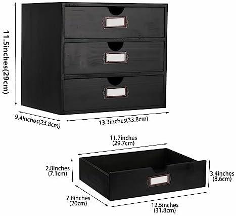 Large Wooden Drawers Wooden Box with Drawer Black - Image 3