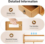 Bamboo Desktop Bookshelf, Desktop Bookshelf Organizer with 3 Drawers Desk Shelf Desktop Hutch Desk Bookshelf Desk Organizer Shelf Cute Small Desk Display Cubby Top for Home Office Bedroom - Image 5