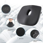 Skechers Seat Cushion Memory Foam,Donut Pillow Office Chair Cushion for Tailbone Pain Relief,Butt Pillow for Office Chair,Car seat Cushion,Long Sitting Office Workers,and Car Drivers,Black - Image 3