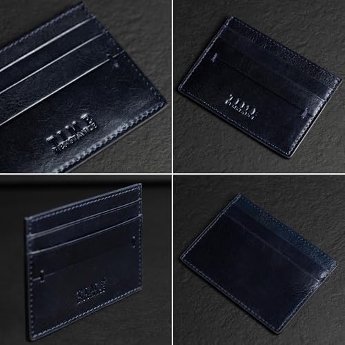 Time Resistance Credit Card Case - Leather Business Card Holder - Italian Handmade Card Organizer - Image 5
